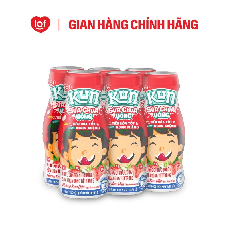 Sữa chua uống KUN vị kem dâu thùng 48 chai x 85ml