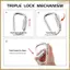 Carabiner khóa ba khóa hình chữ D 45kN, lý tưởng để leo núi, leo núi, làm việc trên không