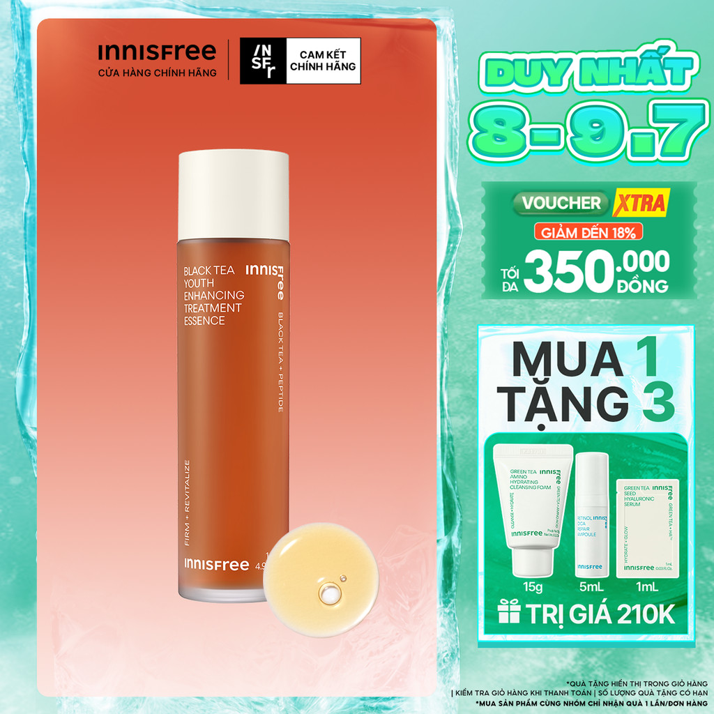 Nước dưỡng ngăn ngừa lão hóa từ trà đen innisfree Black tea Treatment Essence 145 mL (New 2023)