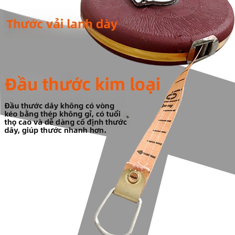 Thước cuộn dây, vải, sợi 20/30/50/100 m, chịu mài mòn, đo đất VLOC