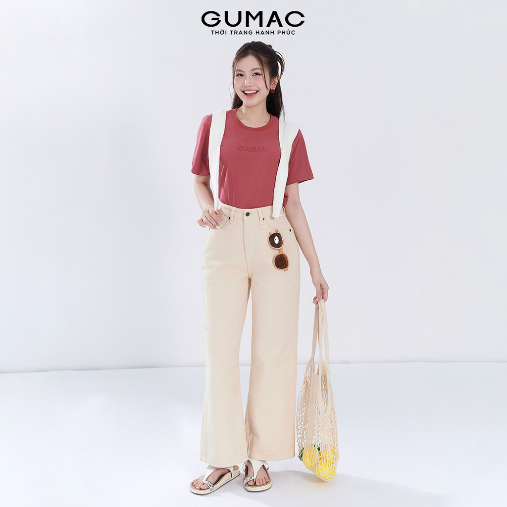 Quần Jeans Nữ Ống Suông GUMAC Cơ Bản Chất Denim Thoải Mái Trẻ Trung Dễ Phối Đồ LQJG06096