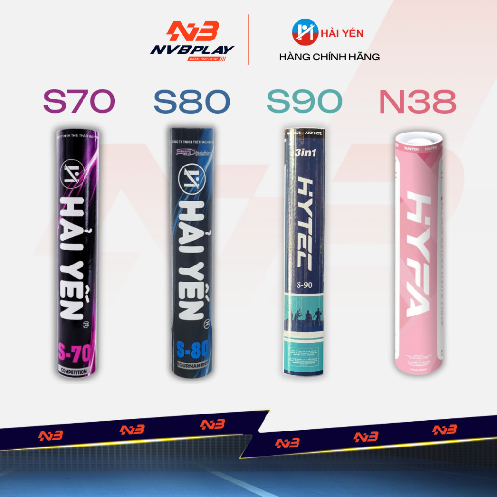 [DEAL HỜI] Ống Cầu Lông Hải Yến S70 / S80 / S90 / N38 - 12 Quả - Ống Cầu S70 / S90 / N38 - Hàng Chính Hãng