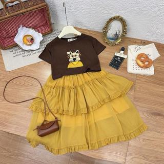 S336-[tomnaukids] Set áo thun cộc tay phối chân váy dáng dài cho bé gái - Size từ 8-35Kg