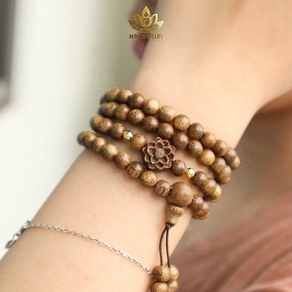 Chuỗi Tràng 108 Hạt Trầm Hương Mix Charm Sen Gỗ - Mộc Trầm Hương MTH