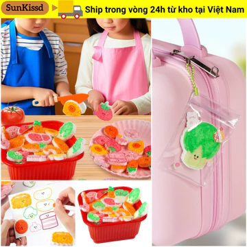 SUNKISSD Lẩu Đồ Chơi Thực Phẩm, Đồ Chơi Nhà Bếp Nhiều Màu Đồ Chơi, Sáng Tạo Sưng Tự Làm Tranh Giảm Căng Thẳng Đồ Trẻ Em