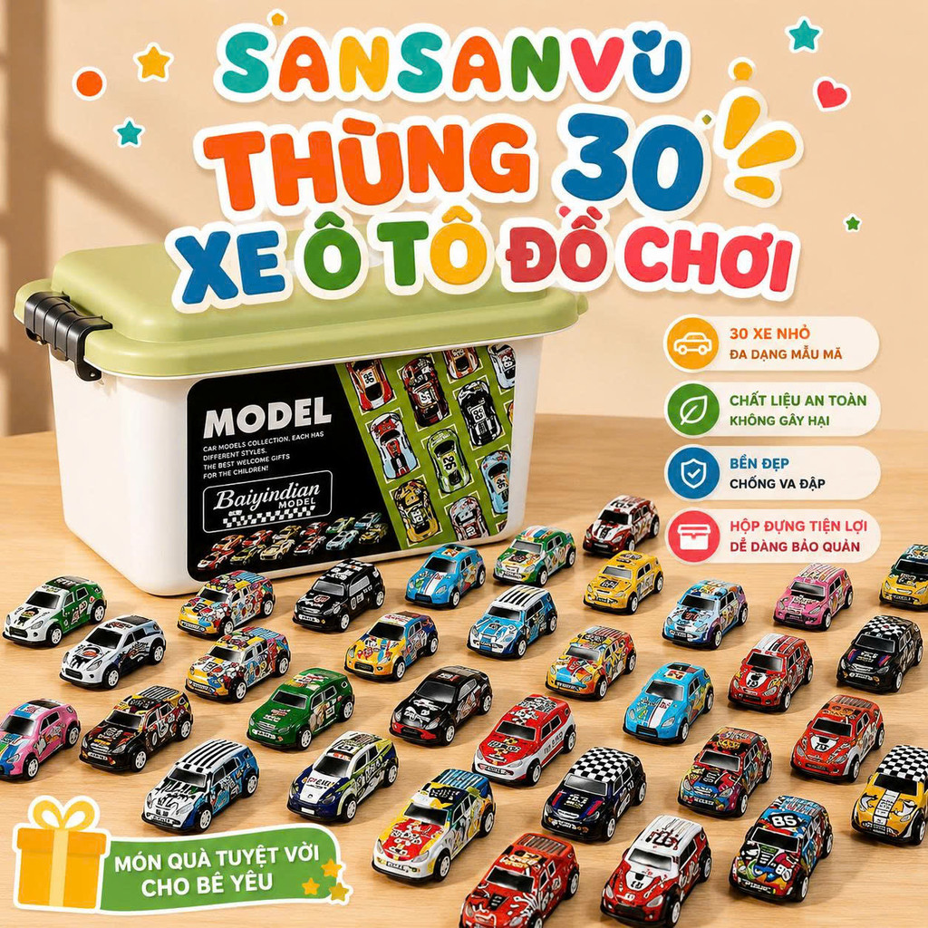Thùng 30 Xe Ô Tô Đồ Chơi Hợp Kim Sansanvu Combo Kèm Hộp Đựng Hàng Loại 1 Đồ Chơi Ô Tô Cho Bé