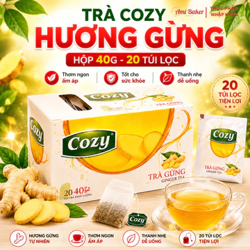 Trà Cozy Hương Gừng Hộp 40g (20 Túi Lọc) Trà Gừng Thơm Cay Ấm Nồng Dễ Pha Dùng Hàng Ngày