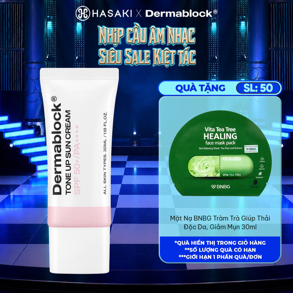 Kem Chống Nắng Dermablock Phổ Rộng Nâng Tông Sáng Hồng 35ml Tone Up Sun Cream SPF 50+ PA ++++