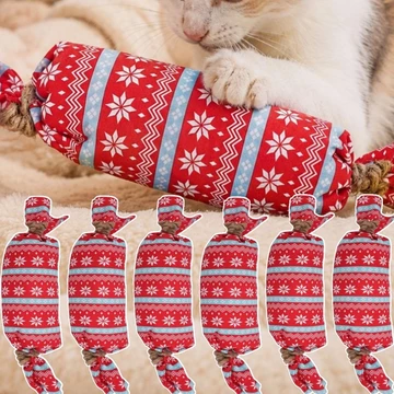 Đồ chơi Giáng sinh cho mèo 4-1Pc - Đồ chơi tương tác cho mèo - Gậy nhai cho mèo con - Đồ chơi mọc răng cho thú cưng - Hình kẹo sang trọng - Đồ dùng quà tặng cho thú cưng - Mềm, Chống cắn