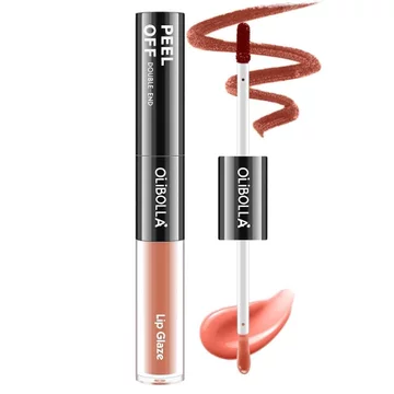 Combo 2 trong 1 Peel Off Lip Liner và Lip Gloss Makeup Combo, Lip Liner Stain Smudge-Proof, Màu sắc sắc tố cao, Chống chuyển, Chống thấm nước, Lấp lánh Lip Glaze Dưỡng ẩm ((02 # -NUDE P