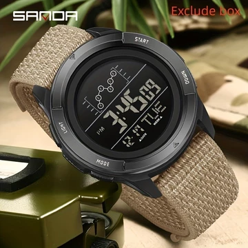 Đồng hồ Analog kỹ thuật số thể thao nam, Màn hình múi giờ kép, Đồng hồ đeo tay mặt số lớn ngoài trời, Dây đeo, Đèn nền phát sáng, Đồng hồ bấm giờ, Đồng hồ báo thức. Đồng hồ bấm giờ nam, Đồng hồ kỹ thu