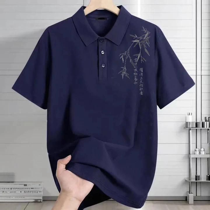 Ice Silk POLO Quần Áo Thoáng Khí Áo Ngắn Tay Áo Thun Nam Ve Áo Polo Áo Nam Thời Trang Quần Áo Nam Plus Size Quần Áo