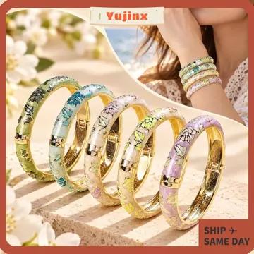 Vòng tay vòng tay YUJINX, Vòng tay vòng đeo tay mở hoa mẫu đơn có tải, Vòng đeo tay mở bằng men Cloisonne bền bỉ dành cho nữ Vòng tay du lịch lưu niệm