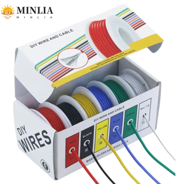 Dây điện sợi silicon MINLIA, Dây điện AWG bằng đồng nguyên khối, 6 màu được sử dụng rộng rãi Điện DIY Bộ dây các loại Mô hình điện
