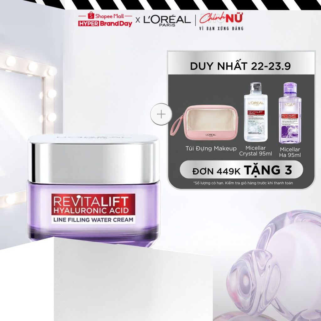 Kem dưỡng siêu cấp ẩm, giúp làm căng mượt da và giảm nếp nhăn L'Oreal Paris Revitalift 1.5% Hyaluronic Acid 50ml