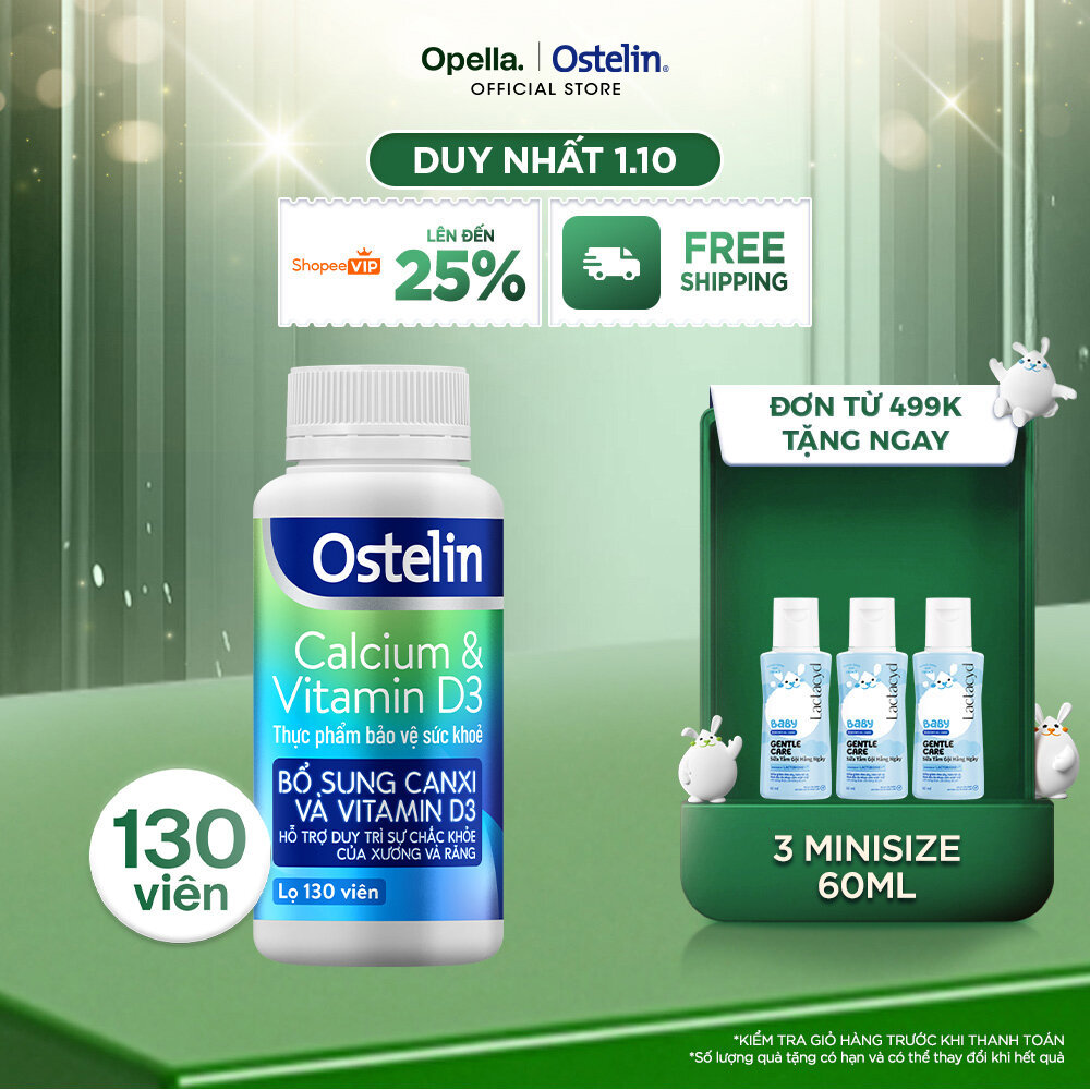 Ostelin Viên Uống Hỗ Trợ Bổ Sung Calcium & Vitamin D3 Duy Trì Chắc Khỏe Xương và Răng 130 viên