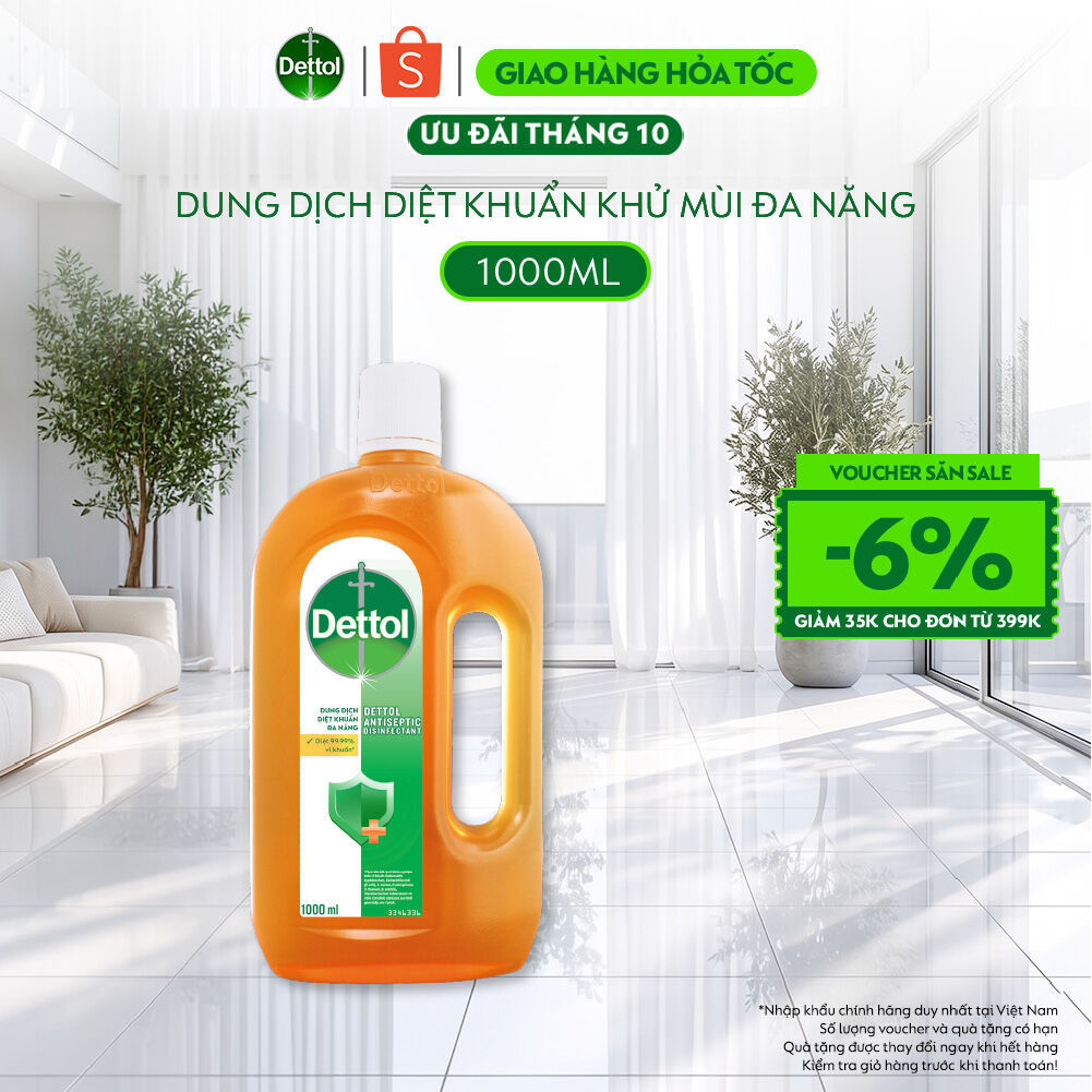 Dettol Dung Dịch Diệt Khuẩn Khử Mùi Đa Năng, Chai 1L