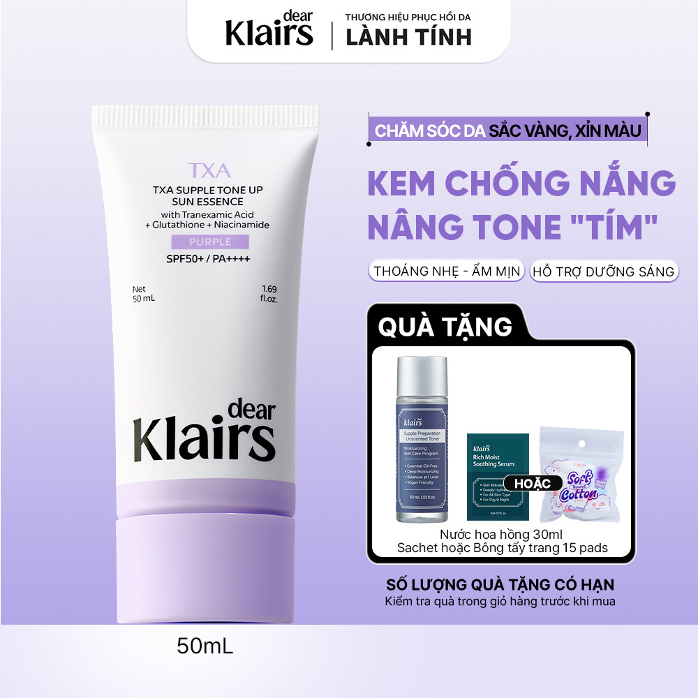 [NEW] Dear Klairs Kem chống nắng TXA Supple Tone Up Sun Essence SPF50+ PA++++ 50 ml [FS]