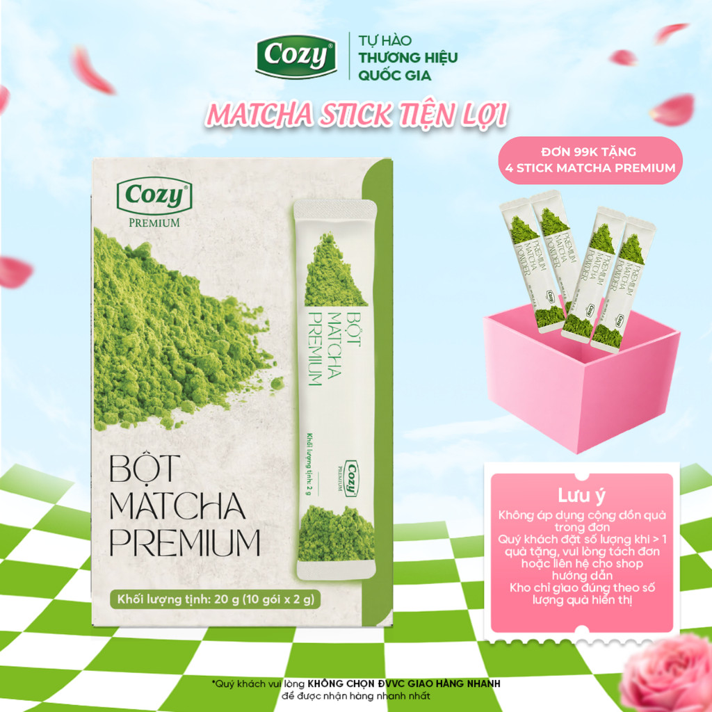 Matcha Cozy Premium Matcha Cao Cấp Dạng Stick Tiện Lợi 2g/Stick