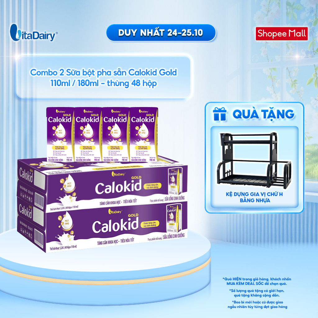 [COMBO 2 THÙNG 48 HỘP] Sữa uống dinh dưỡng Calokid Gold 110ml/180ml - Thơm ngon dễ uống, Bé thích mê