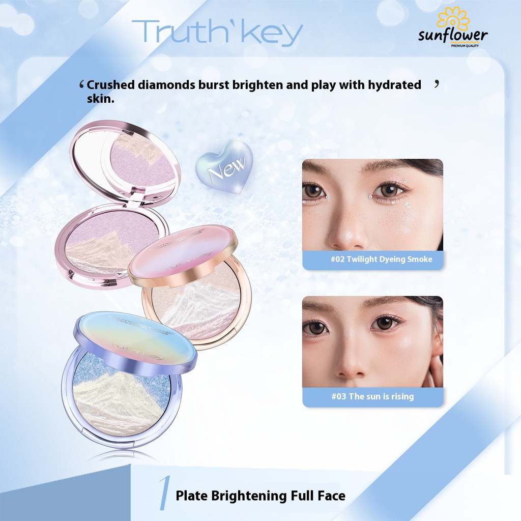 Sunshine Jinshan Ba Màu Nổi Bật Mặt Tự Nhiên Làm Sáng Da Mặt Ba Chiều Đường Viền Nhấp Nháy Fine Flash