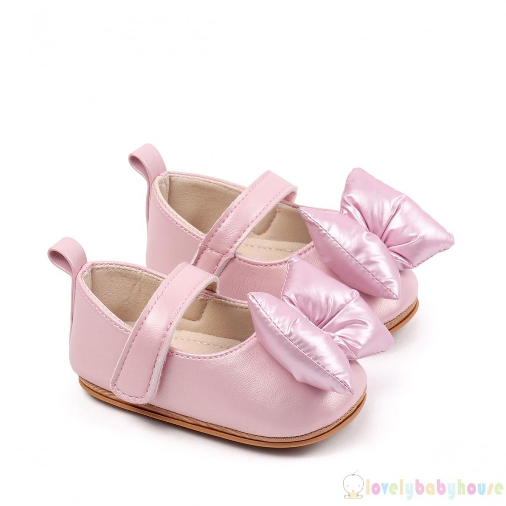 LBH-Baby Girls Mềm Da PU Nơ Chống Trơn Trượt Đáy Giày Công Chúa Walker Đầu Tiên