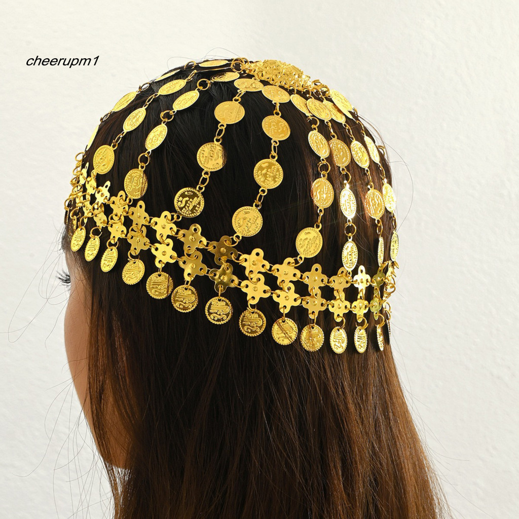 Cheer Phụ Kiện Tóc Kim Loại Vintage Đồng Xu Vàng, Phù Hợp Thời Trang Đông Nam Á