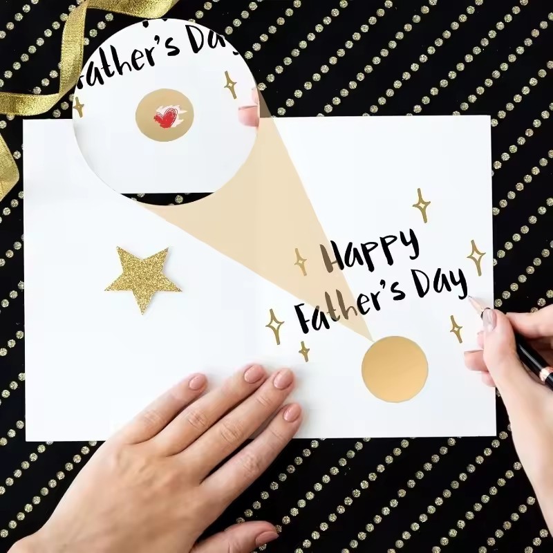 Nhãn cào tự dính để làm quà tặng, 300-1200 miếng dán bạc vàng tròn, Loại bỏ miễn phí cặn với hoàn thiện kim loại thanh lịch