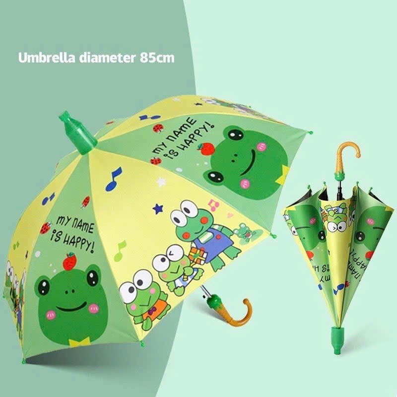 Ô Trẻ Em Kèm Còi Hoạt Hình Dễ Thương, Ô Dù Cán Dài Cho Bé Mẫu Chất Liệu Vài Dù Chống Tia UV, Chống Thấm Nước