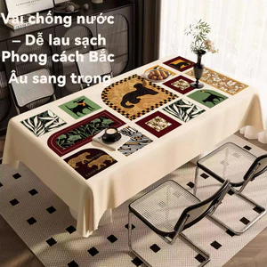 Khăn trải bàn họa tiết báo cổ điển | Chống thấm nước, chống dầu, dễ giặt | Phong cách Bắc Âu sang trọng