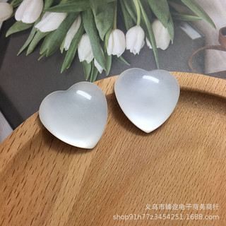 Giả Đá Quý Opal Màu Đào Hình Trái Tim Nhựa - Bộ Earrings & Mặt Dây Chuyền Thời Trang