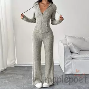 MAPLEPOET - Bộ đôi áo hoodie và quần âu rộng, phù hợp cho mùa thu