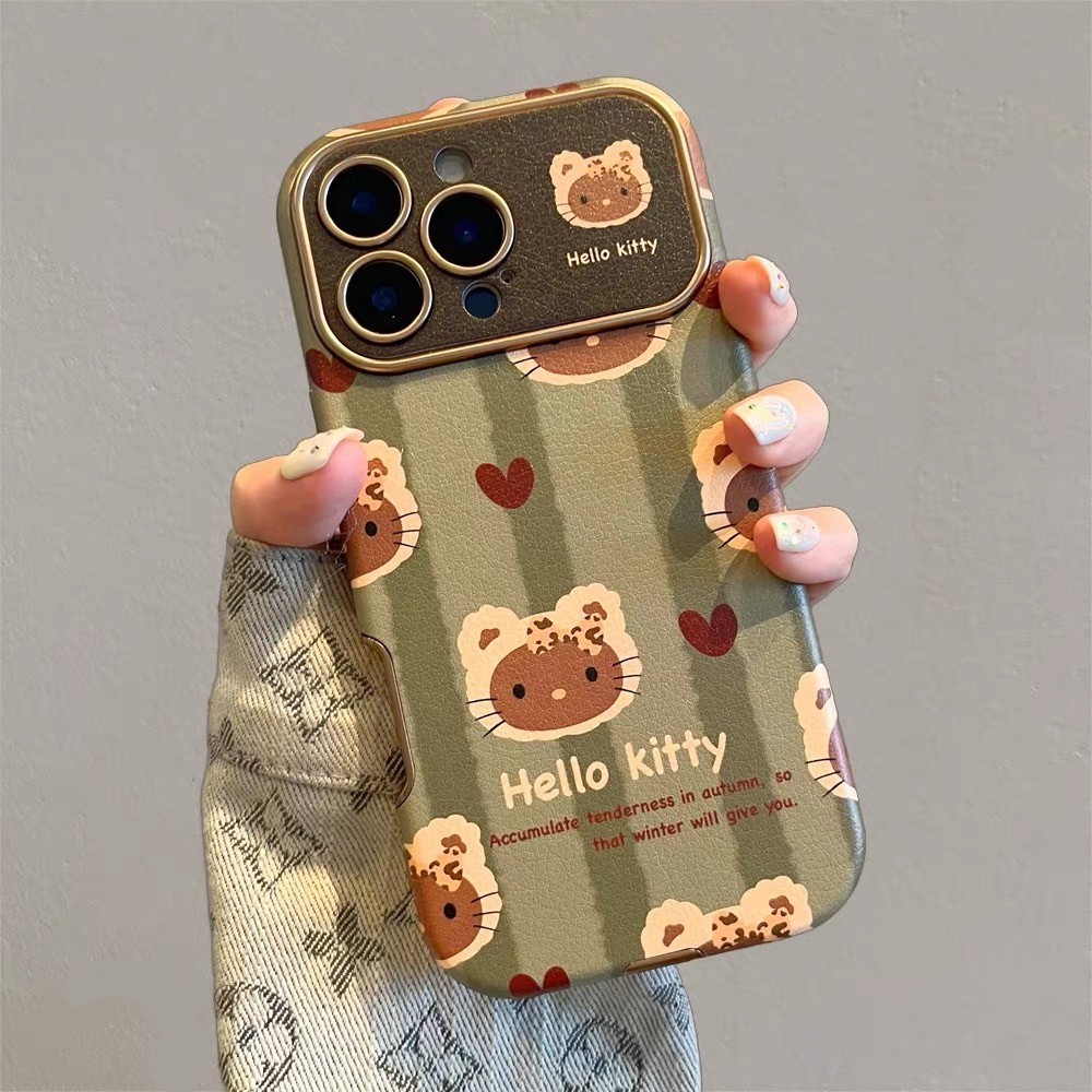 Cat Avatar Gấp Giá Đỡ Da Ốp Lưng Điện Thoại iPhone 17 Pro Max 16 15 14 13 Vỏ Bảo Vệ Chống Sốc
