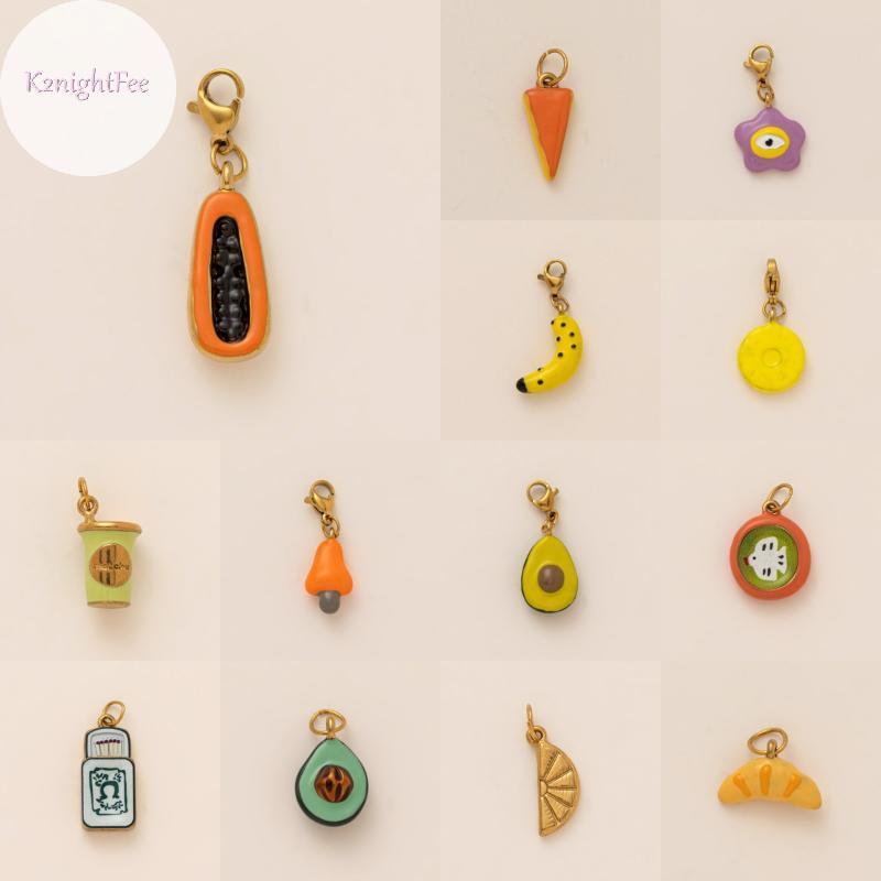 Mặt dây chuyền handmade cho nam, thiết kế trái cây nhiều màu sắc, làm từ thép không gỉ