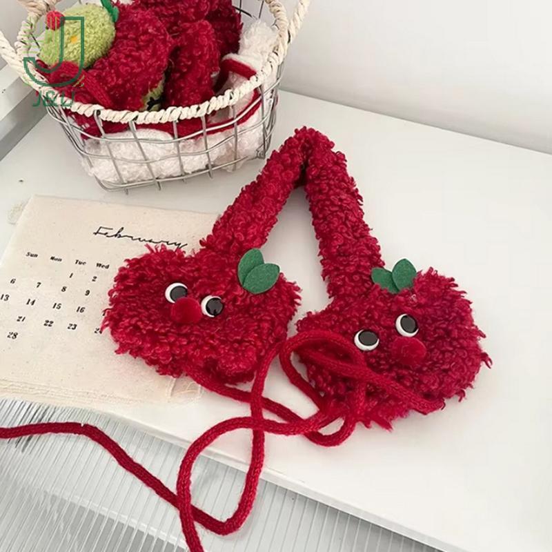 J & U Thiết Kế Hình Dạng Dễ Thương Màu Đỏ Sang Trọng Bịt Tai Dành Cho Nữ Thu Đông Ấm Bảo Vệ Tai Thời Trang Đa Năng Dây Đeo Tóc Mới