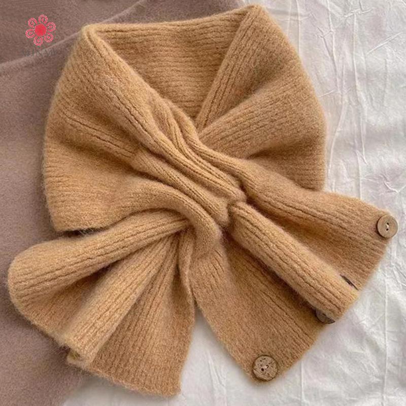 Khăn Dệt Kim Cổ Bảo Vệ Màu Trơn Chữ Thập, Ấm Áp Cho Phụ Nữ