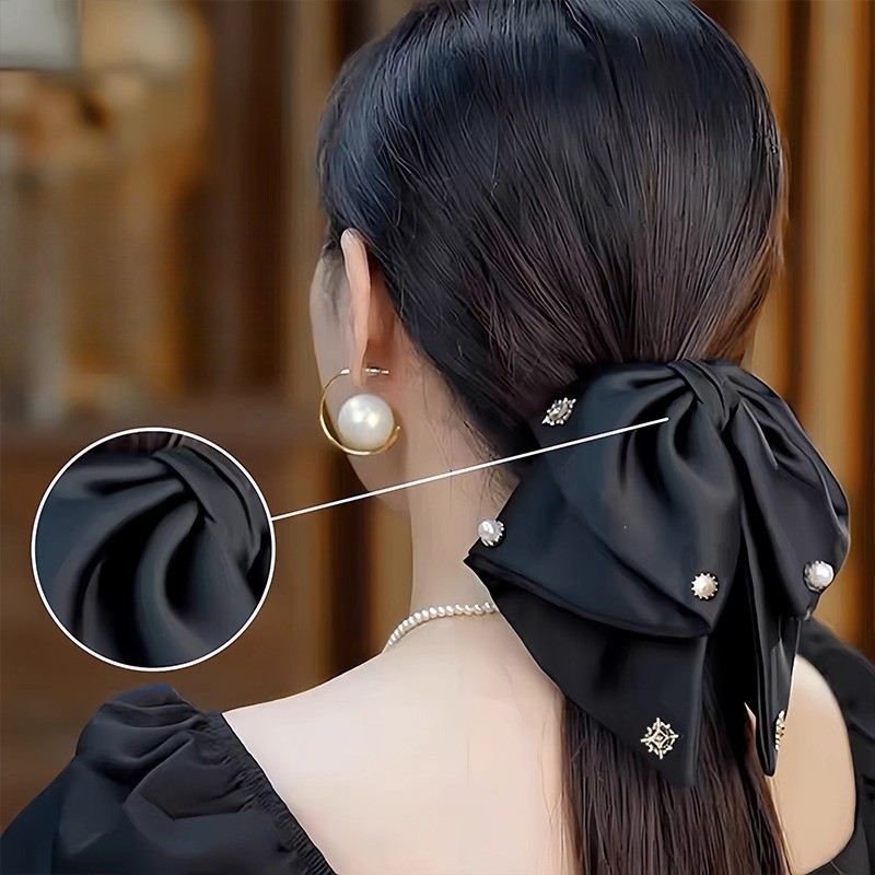 Kẹp nơ đen nữ thiết kế cá tính style Hàn Quốc