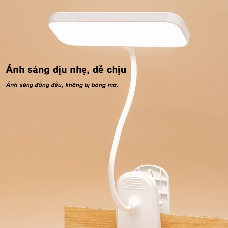 Đèn Học LED Để Bàn Kẹp Sạc – Ánh Sáng Trắng Vàng, Bảo Vệ Mắt Cho Học Sinh Và Đầu Giường Ngủ