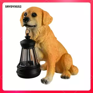 Nhựa Chó Vườn Tượng Với Đèn Năng Lượng Mặt Trời Đa Năng 15x9.5x15cm Golden Retriever Điêu Khắc Dễ Thương Cho Hiên Nhà Ban Công Sống Động Như Thật