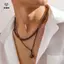 2 Cái / bộ Mặt dây chuyền đá tự nhiên Nelace cho nam Hạt gỗ cổ điển Sợi sáp da Choker Phụ kiện trang sức Nelace [Mina]
