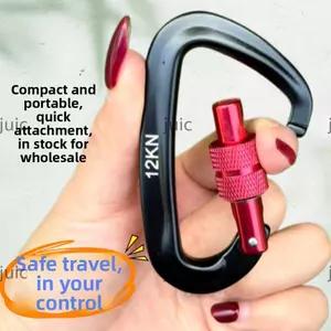 Carabiner an toàn chuyên nghiệp JUIC, Móc chìa khóa hình chữ D 7 màu 48 * 80mm, Thiết bị bảo vệ leo núi 12KN Khóa leo núi bằng nhôm