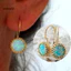 Một thế giới| Vintage Nữ Nhiều Màu Tròn Giả Opal Khắc Tòn Ten Móc Bông Tai Trang Sức