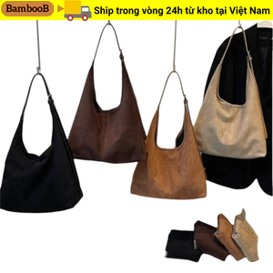 Túi BAMBOOB Da lộn Hobo, Chất liệu da lộn Túi đeo vai cổ điển màu trơn, Dây đeo vai dung tích lớn hoàn hảo Thiết kế cổ điển Túi xách nữ dung tích lớn Sử dụng