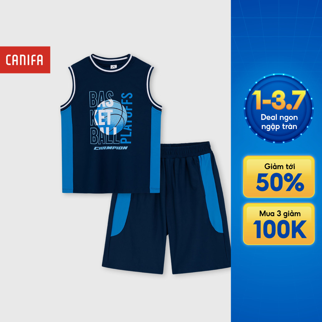 Bộ quần áo active bé trai CANIFA bộ thể thao chất liệu mát lạnh thấm hút và chống nắng 2ST26C001