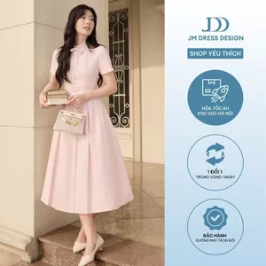 Đầm Cổ Đức Xếp Ly Dài 1S18.2603. Đầm Sơ Mi Nữ Dáng Dài Thanh Lịch, Váy Dài Dáng A Công Sở Xếp Ly Dáng Dài Nữ Tính By JM