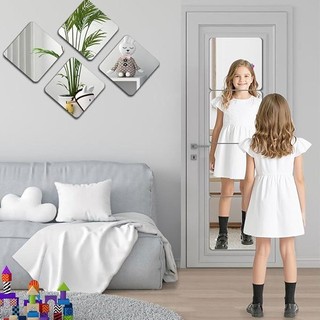 1 / 2 Bộ Decal Dán Tường Gương Acrylic 3D - Tấm Gương Hình Vuông Tự Dính Linh Hoạt DIY HD Trang Trí Phòng Ngủ Nhà