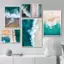Phong cảnh biển Scandinavia hiện đại với áp phích sóng Không có khung Tranh vải trang trí tường