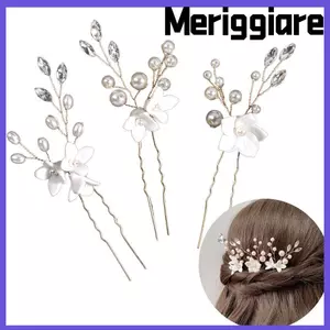 MERIGGIARE Pha Lê Đầu Bé Gái Kim Cương Giả Handmade Trang Trí Tóc Cô Dâu Kẹp Tóc