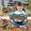 12-Piece Realistic Dinosaur Toy Figure Set with Storage Box, Play Mat & Dino Book — Educational Pretend-Play Gift for Kids