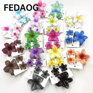 FEDAOG 3 Cái / bộ Kẹp Tóc Hoa Hawaii, Móng Vuốt Tóc Hoa Acrylic Plumeria, Kẹp Tóc Chuyển Màu Sắc Mùa Hè